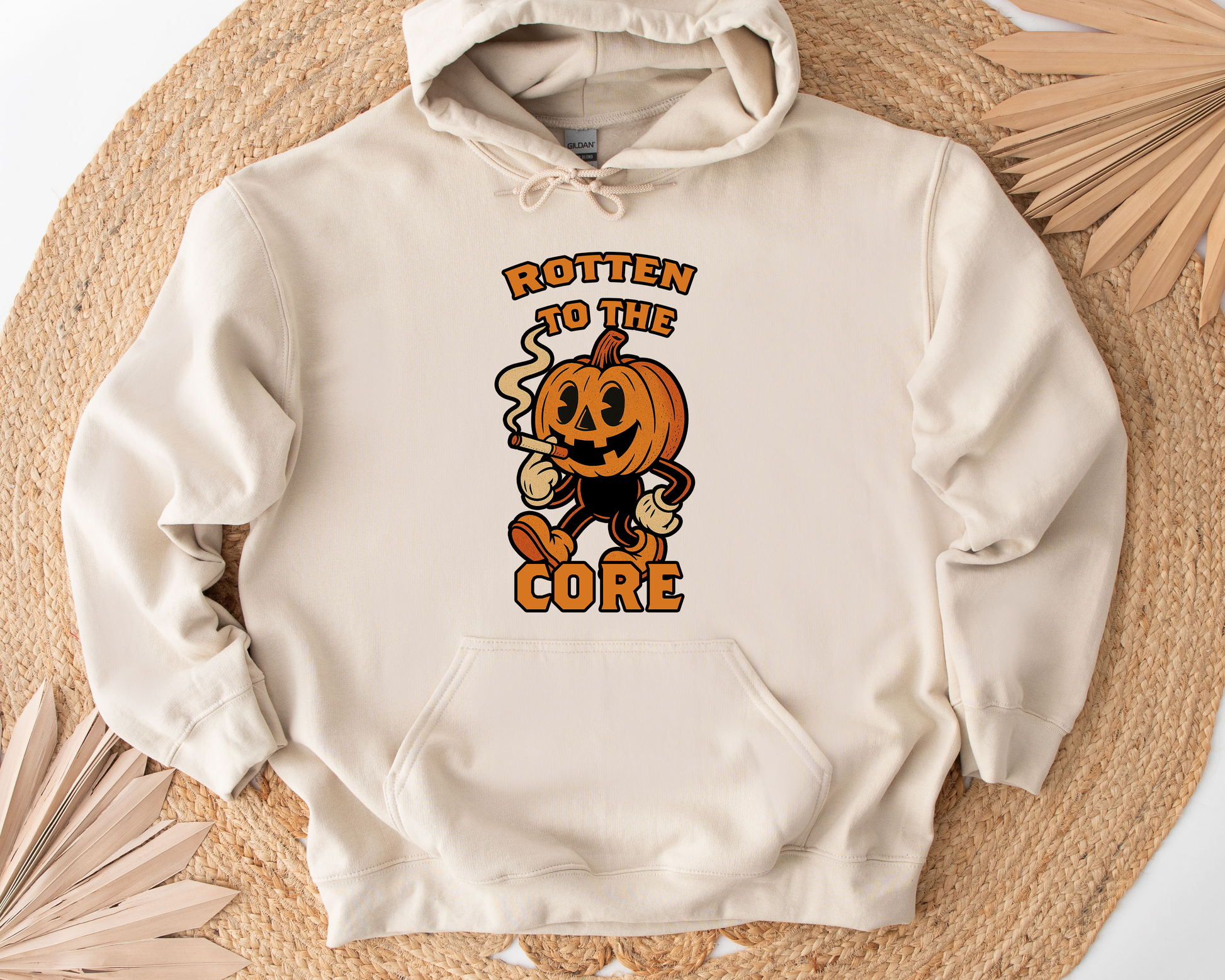 Retro Pumpkin Hoodie – Spooky Season Beige Unisex Hoodie